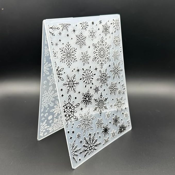 3D Plastic Embossing Folder Template Christmas Diverse Snowflakes Texture 5x7 - Image 6