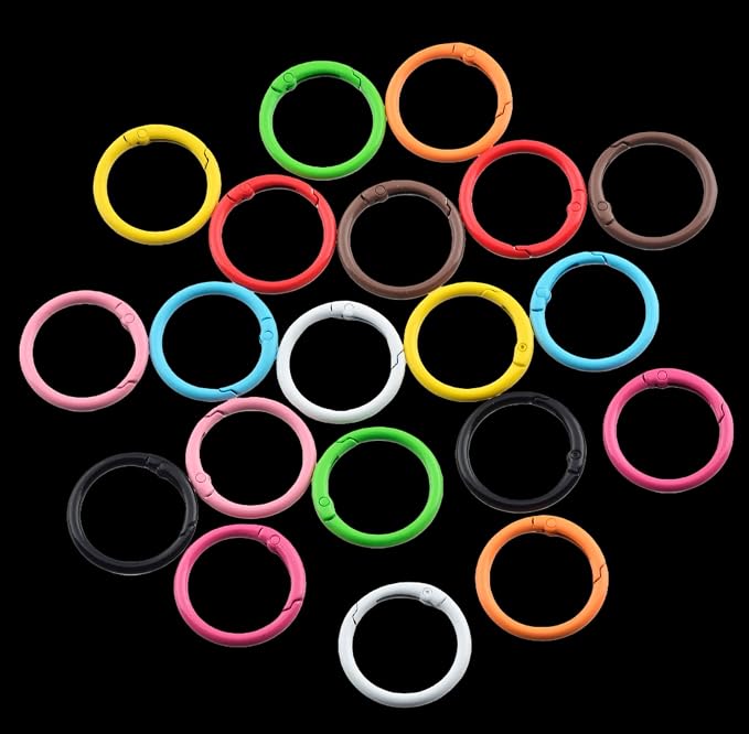 Round Carabiner Clip Bulk 20pcs 1.3 Inch Colorful Circle Carabiner Key Ring - Image 2