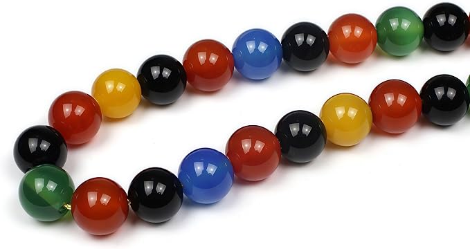 MJDCB AAA Natural Multicolor Agate Beads Round Colorful Stone Energy Healing - Image 3