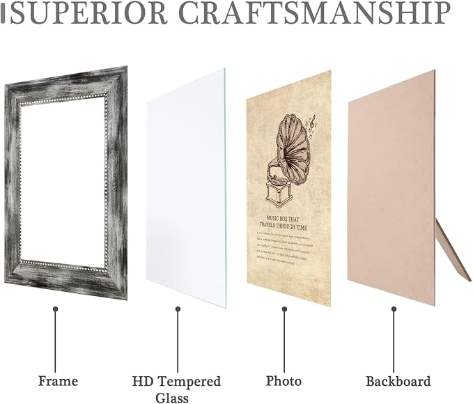 8x10 Picture Frames Set of 4 Vintage Photo Frame, Rustic Retro Photo Frame - Image 5