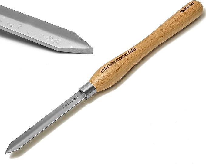 Cryo M2 HSS Diamond Parting Tool 3/16" with 12-1/2" Beech Handle for Woodturning Chisels