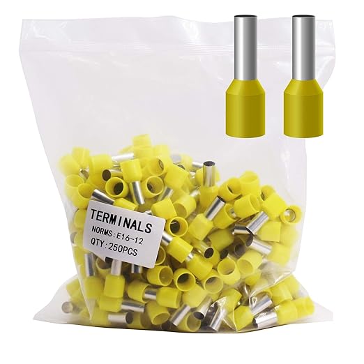 Fidioto AWG6 Wire Ferrules Terminals, 250pcs AWG6 Terminal Connector Wire Insulated Cord Pin Ends Terminals for Electric, Industrial, Chemical Industry, Power Control System, etc.