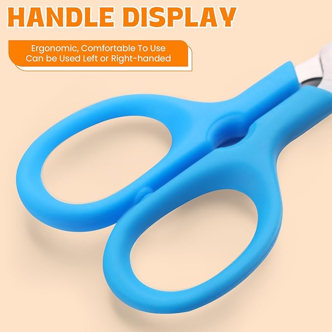 30Pack 5" Small School Student Blunt Kids Craft Scissors, Sharp Stainless Steel Blades Safety Toddler Kid Child Comfort Grip Scissors Bulk for Children Cutting Paper