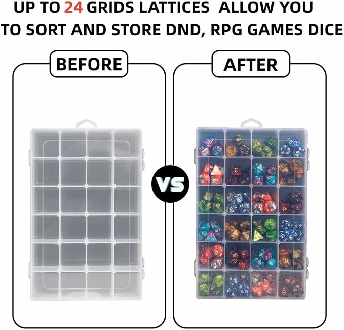 2 Pack DND Dice Storage Box Each 24 Grids Polyhedral Dice Organizer - Image 3