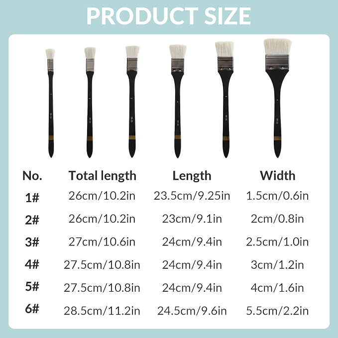 EORTA Flat Art Paint Brushes Set Assorted Size Nylon Painting Brushes - Image 2