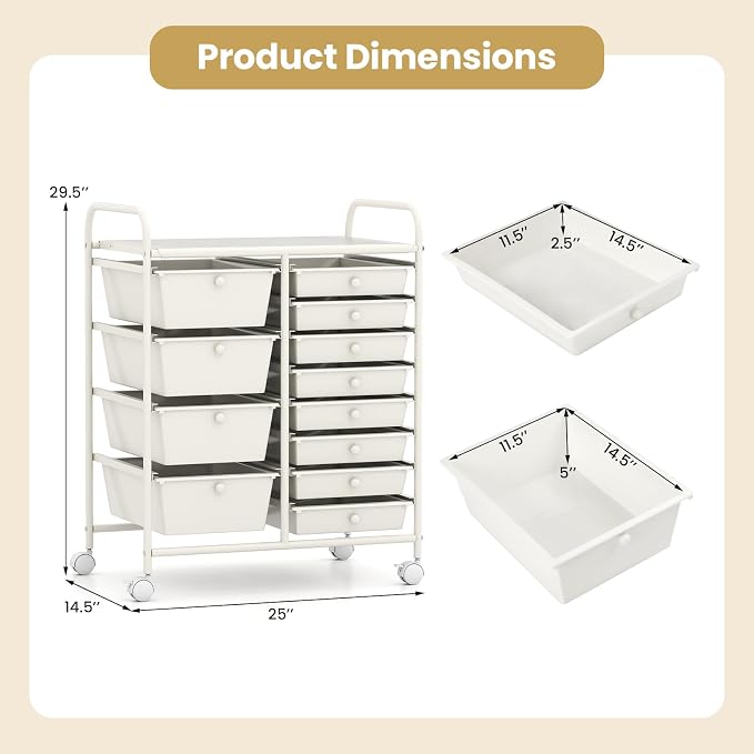 BECOMFORT 15-Drawer Rolling Cart - Image 3