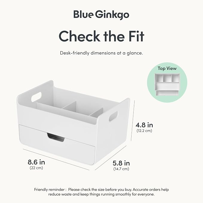 BLUE GINKGO Portable Desk Organizer – Compact 3 Compartment, Half-drawer - Image 3