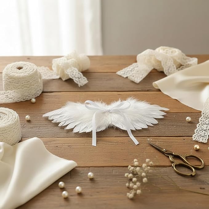 1 Pc White Mini Black and White Angel Feather Wings Doll Feather Wings - Image 3