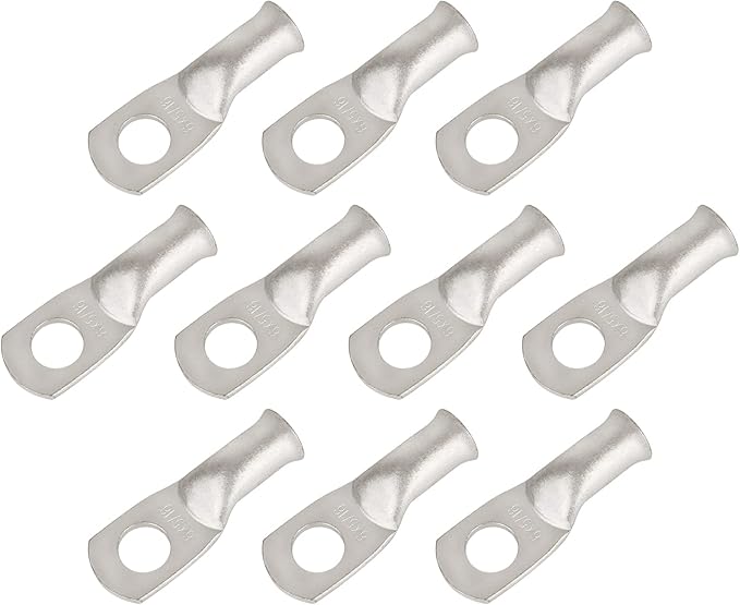 10pcs 6 AWG-5/16(M8) Tinned Copper Ring Terminals Battery Lugs, Heavy Duty Wire Lugs, Battery Cable Connectors