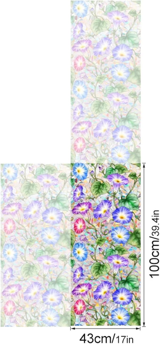 Morning Glory Stained Glass Window Cling, Removable Window Privacy Film - Image 2