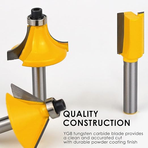 Router Bits Set 1/4 Inch Shank - BAIDETS 12 Pieces 1/4" Tungsten Carbide Router Bits, Woodwork Tools
