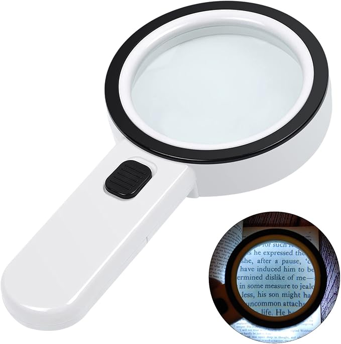 AIXPI Magnifying Glass with Light, Double-Layer Glass Lens Handheld Large by AIXPI