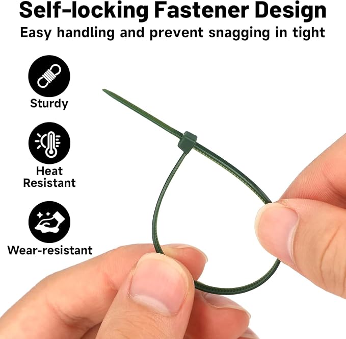 Green Zip Ties, Premium Self-locking Nylon Cable Ties Decoration Tie Wraps - Image 2