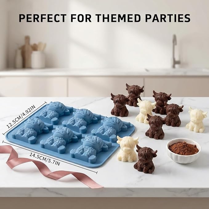 Mini Highland Cow Ice Cube Mold – 3D Cute Cattle Silicone Tray, Reusable Ice - Image 2