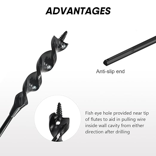 HANSHAN Flexible Installer Drill Bit 54 x 3/4×1/4-Inch Fish Bit for Pulling Wire Through Tight Spaces with Minimal Damage -1 Pack