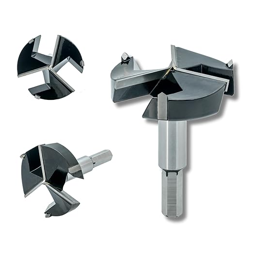 Forstner Drill Bit 2-3/4 Inch, Triple-Flute Carbide Tipped Forstner Bit for Hard Wood, Soft Wood, Veneered Plywood, Plastic, Drilling Hole Saw Woodworking Hinge Cutter Tool