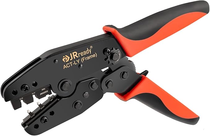 JRready ACT-LY-JRN003 Open Barrel Terminal full cycle ratcheting PremiumGrade Hand Crimping Tool, for Molex MLX (2.13mm) Pin and Socket Crimp Terminals 42023 40204 Series, 18-24 AWG