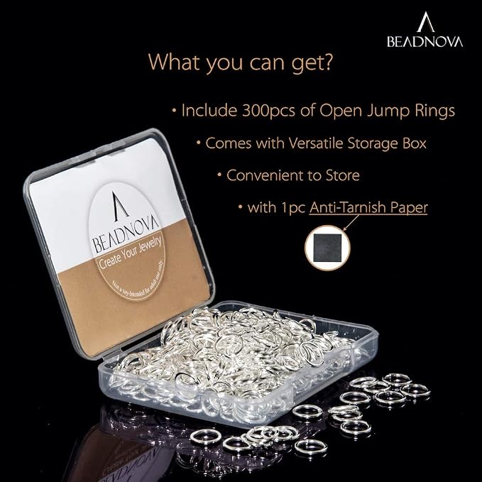 BEADNOVA 8mm Open Jump Rings Silver Jump Rings - Image 2