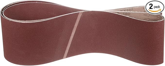 6 x 80 Inch Sanding Belt, 2 Pcs 180 Grit Knife Sharpener Belts Work Sharpening for Belt Sander Knife Carving Tool Metal Working