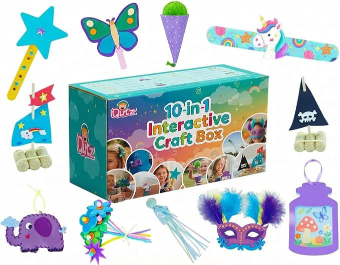 QuTZ Crafts for Kids Ages 4-8, 10-in-1 Toddler Craft Box, Build Projects that by Qutz-AFunLand