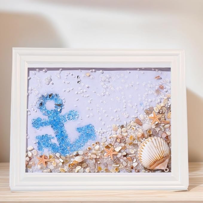 Sea Glass Art Kit, Mosaic Glass Photo Frame Set 9.5x7.5 Inch, Handcraft Style - Image 7