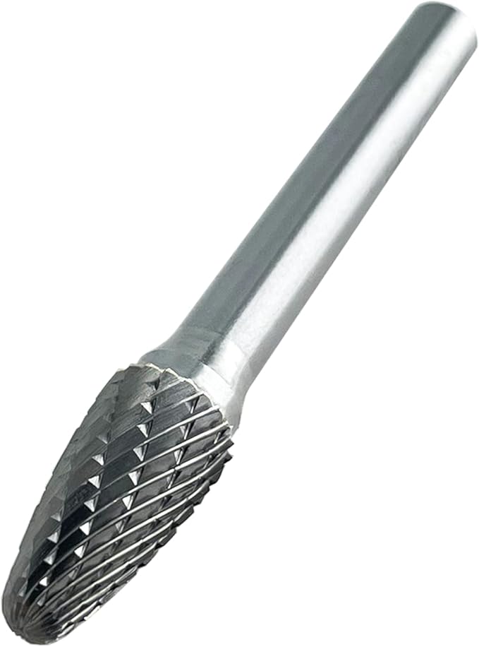 SF-3 Tungsten Carbide Burr Tree Shape Radius End Double Cut Rotary Burr File with 1/4'' Shank, 1pc by LU&MN
