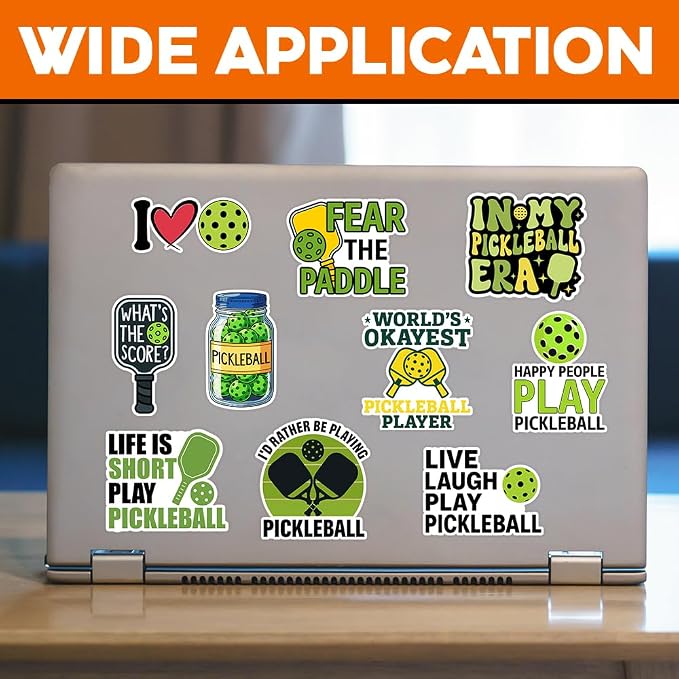 MAIANEY Funny Pickleball Sticker Pack, Water Bottles, Cute Pickleball Quotes - Image 2