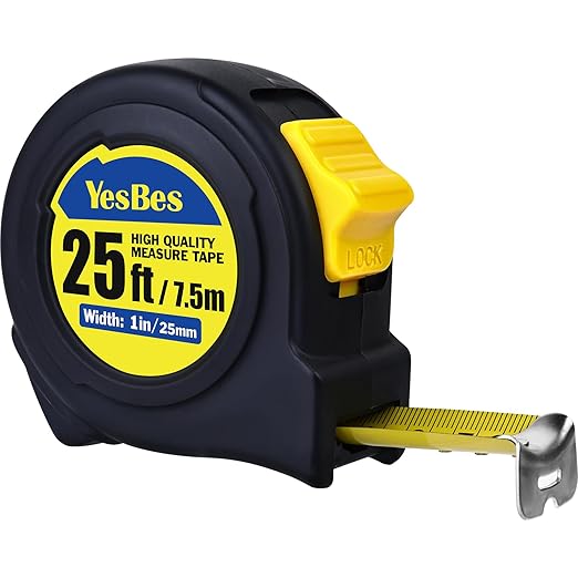 Tape Measure 25 ft, Easy Read Measuring Tape Retractable, Self-Locking Measurement Tape 1-Inch Wide x 25 ft
