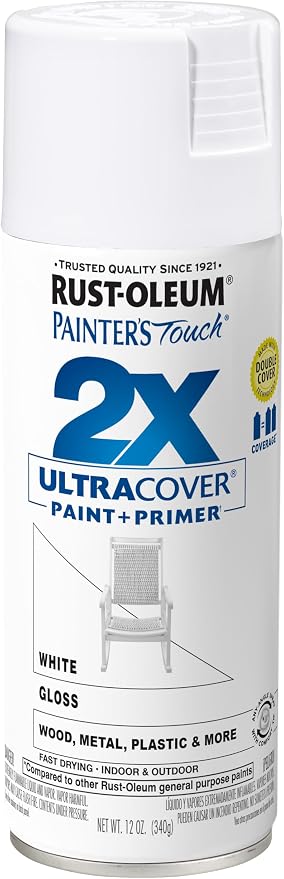 Rust-Oleum Painter's Touch 2X Ultra Cover Spray Paint, Gloss White | Indoor and by Rust-Oleum
