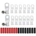 8Pcs 2 AWG 3/8" Stud and 8Pcs 2 AWG 5/16" Stud Heavy Duty Tinned Copper Wire Lugs with 16Pcs Heat Shrink Tubing Ring Terminals 2 awg Battery Cable Ends Bare Copper Eyelets