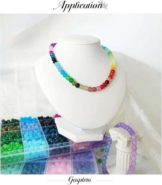 2800PCS 6mm Glass Beads for Jewelry Making, 56 Colors Crystal Beads Bracelets - Image 4