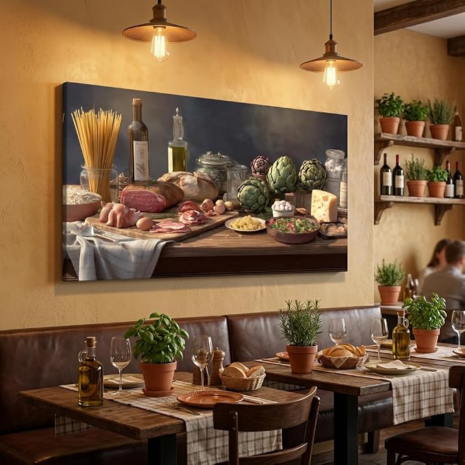 ZESTRILIA Italian Cuisine Food Still Life Wall Art, Rustic Mediterranean - Image 7
