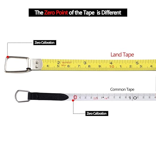 Land Long Steel Tape Measure -30M/100FT Measuring Tape by 1/2-Inch,Inch/Metric Dual Scale,Light and Convenient (100FT)
