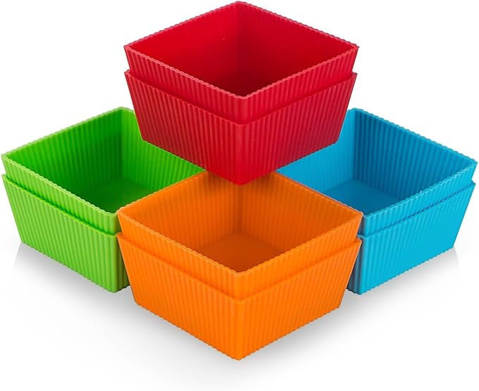 Webake 3.5 Inch Jumbo Baking Cups Reusable Silicone Square Cupcake Liners by Webake