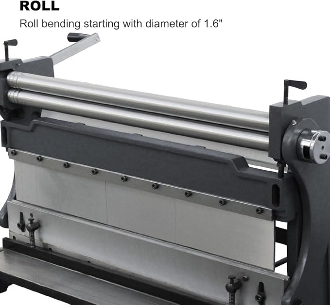 KAKA Industrial Sheet Metal Brake, 30 inch Shear and Slip Roll Combo 3-in-1 | 20-Gauge Capacity Heavy Duty Bending Machine with Back Gauge and Segment Fingers for Metal Fabrication