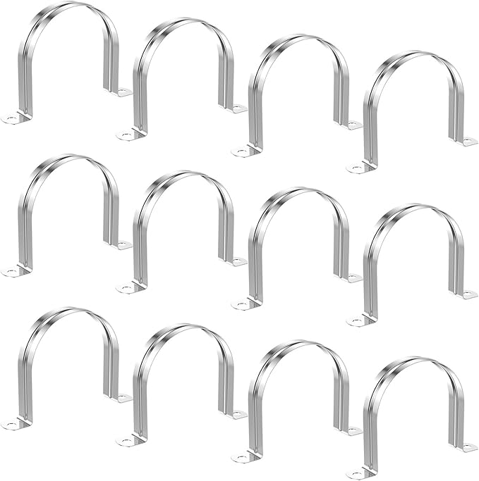 12Pcs 4 1/2 Inch (115mm) 304 Stainless Steel Conduit Clamps, U-Tube Strap Pipe Clamp 2 Hole Strap U Bracket Rigid Pipe Metal Conduit Strap Tension Clips U-tube Clamp