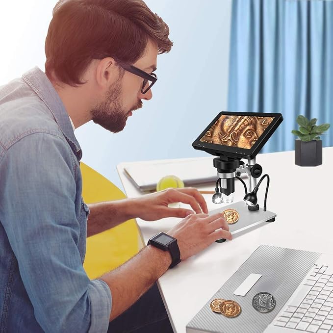 TOMLOV DM9 7" Digital Microscope: 1080P 1200X Coin Microscope Magnifier - Image 2