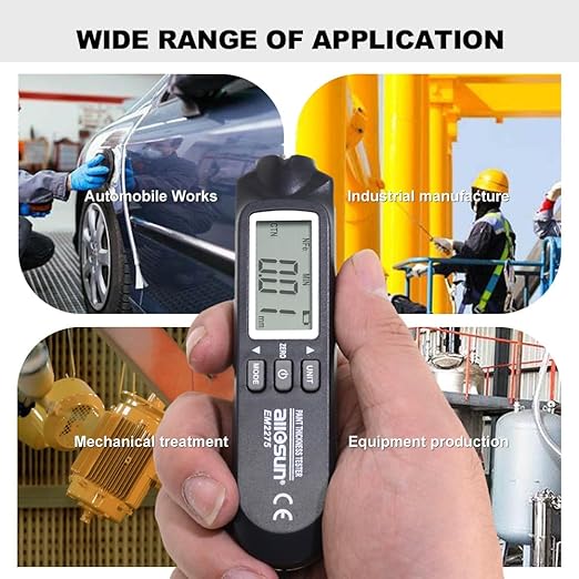 allsun Digital Paint Thickness Tester Car Paint Depth Gauge Meter UM/mil,0-2000UM Range Auto Power Off 3 Data Hold Modes