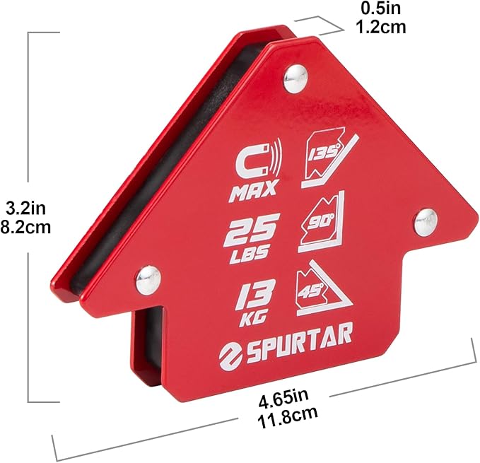 Spurtar Welding Magnets 6pcs 25lbs, Heavy Duty Welding Magnets and Clamps, Strong Magnetic Holder Tools and Accessories, 45, 90, 135 Degree Angle