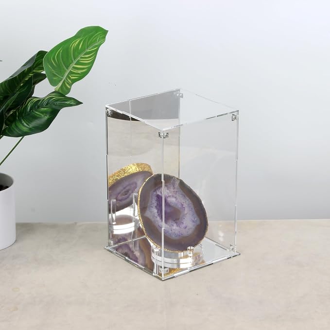 Clear Acrylic Box with Mirrored Back and Base, Removable Display Case with Lid - Image 2