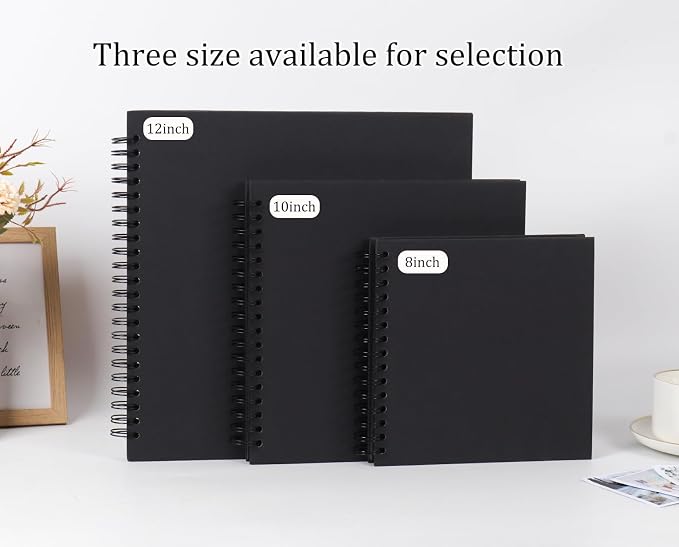 RECUTMS 8x8 Scrapbook Album 60 Pages Craft Paper Journal Memory Book Black | - Image 6