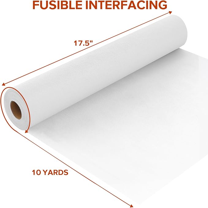ZOMONETI Light Weight 17.5in x 10yd White Iron On Non-Woven Fusible Interfacing - Image 2