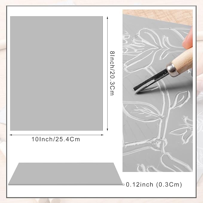 4Pcs Linoleum Blocks for Printmaking, 8 x 10 Inch Linoleum Carving Tools Rubber - Image 2