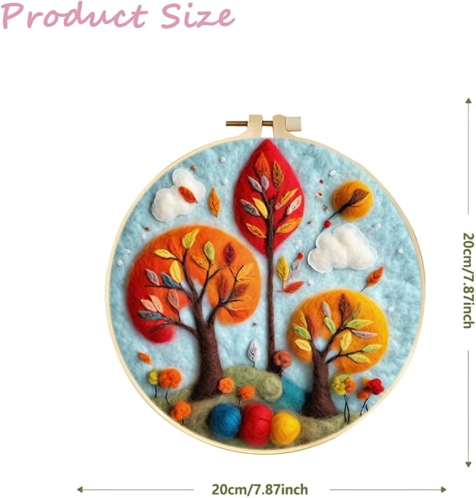 CaptainCrafts Needle Felting Kit, Wool Felt Supplies, Embroidery Hoops - Image 2