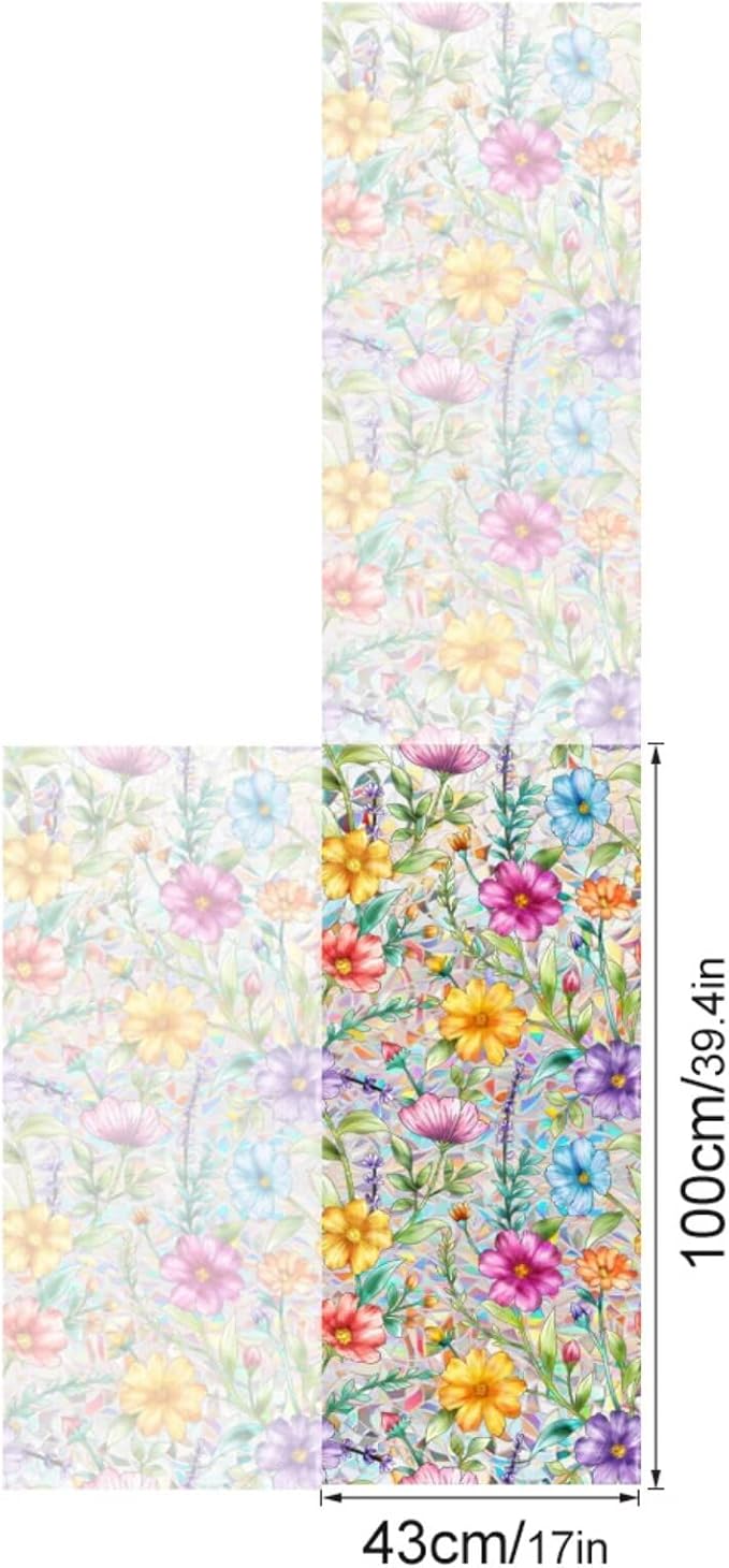 Calendula Officinalis Privacy Window Film, Static Cling Glass Film, Rainbow - Image 2