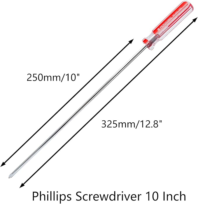 Phillips 10 Inch Long Screwdriver, Magnetic Tip, Extra Long Shaft, Cross Head