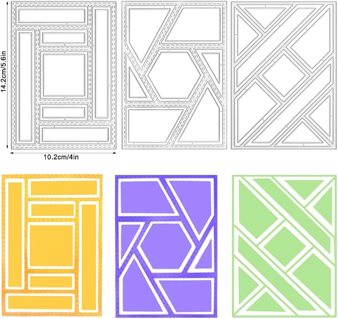 3 PCS Rectangular Die Cuts for Card Making, AFUNTA Frame Scrapbook Metal - Image 2