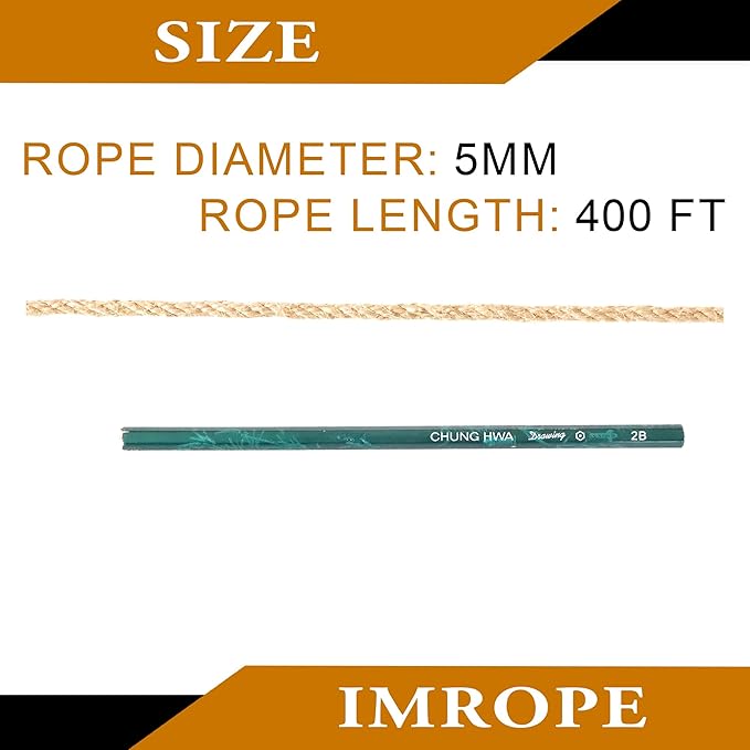 5mm x 400 Feet Natural Jute Rope, Twine for Gardening Tomato Climbing Plant Tie Floristry Crafts Gift Wrapping Packing Decor
