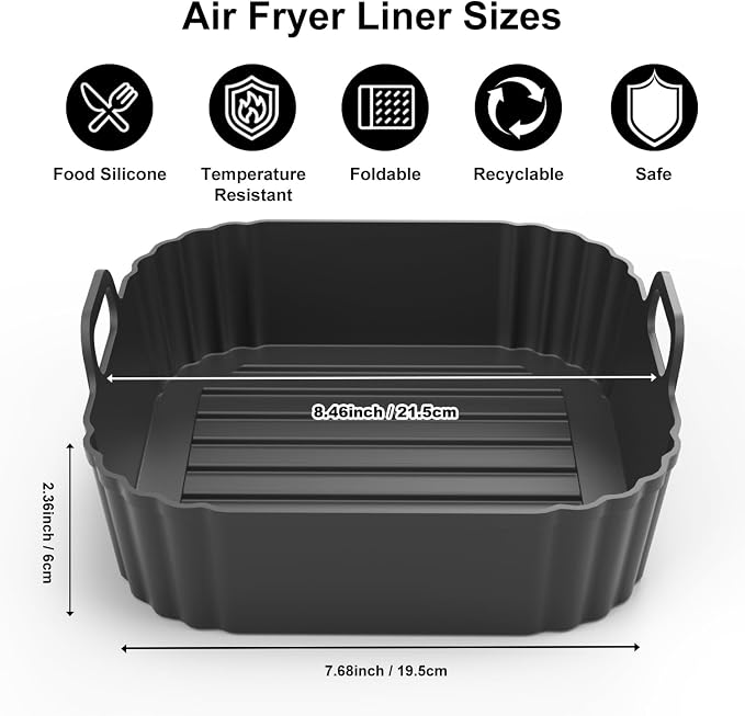 Square Silicone Air Fryer Liners 2 Pack, Compatible - Image 2