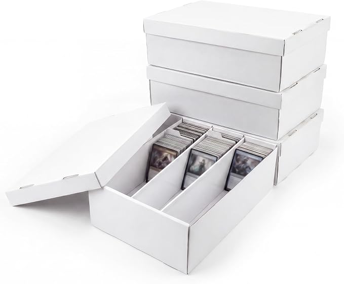 Calenzana 2400-Count Trading Cardboard Card Storage Boxes 4 Pack, 3 Row White by Calenzana